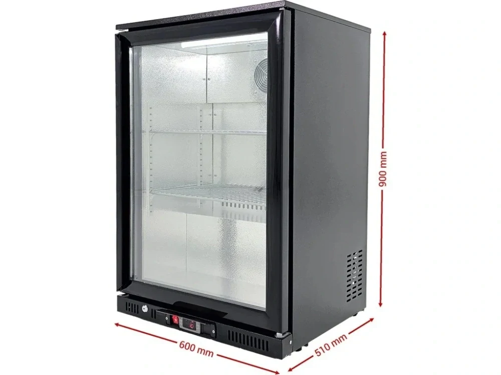 Barová lednice – 600 mm - 120 l, 1× skleněné dveře