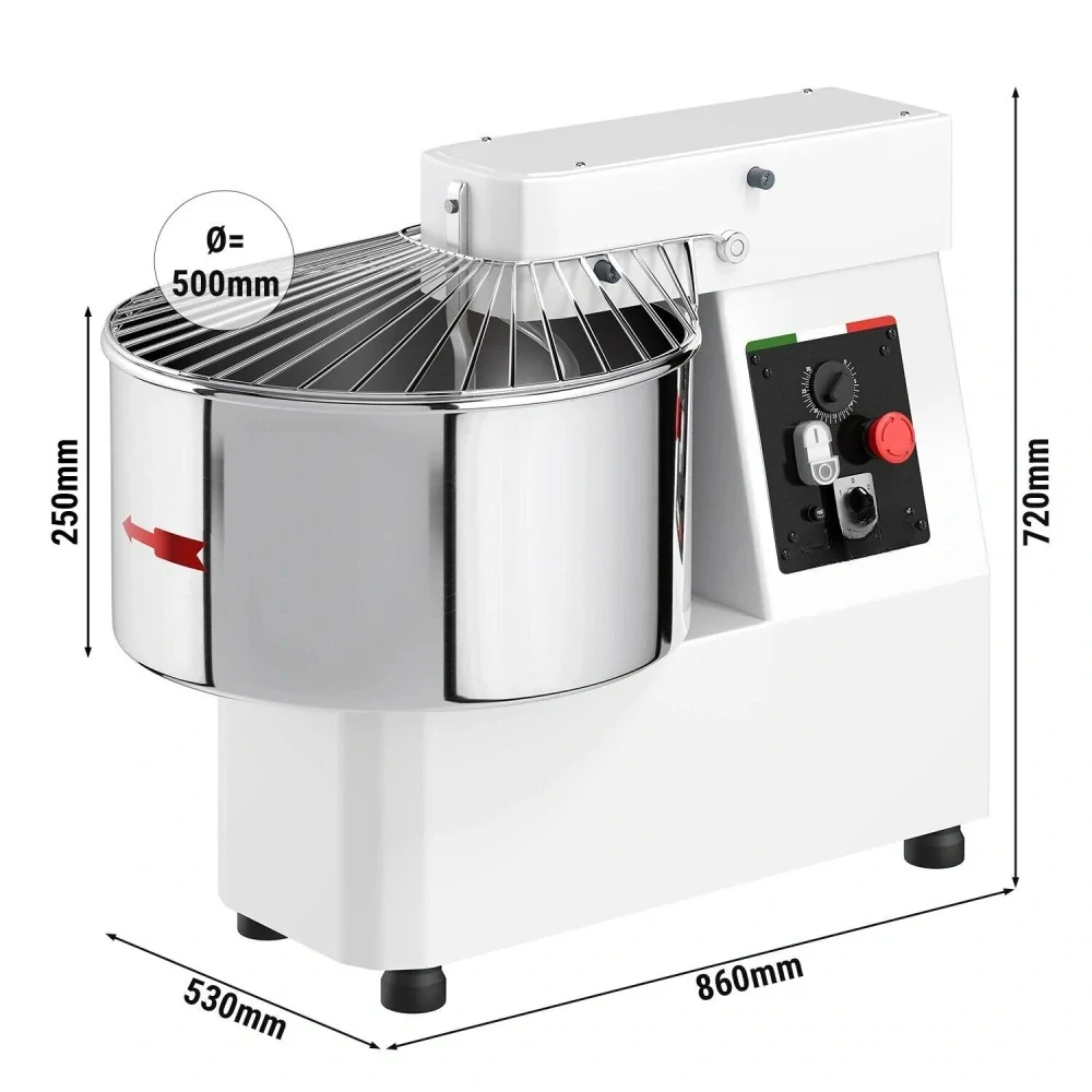 Hnětací stroj na těsto - 53L / 44 kg - 2 rychlosti - s pevným kotlem