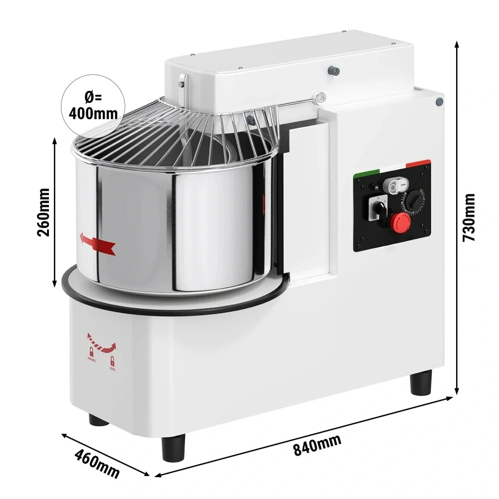 Hnětací stroj na těsto - 33L / 25 kg - 2 rychlosti - odnímatelný kotel a výklápěcí mixovací zařízení