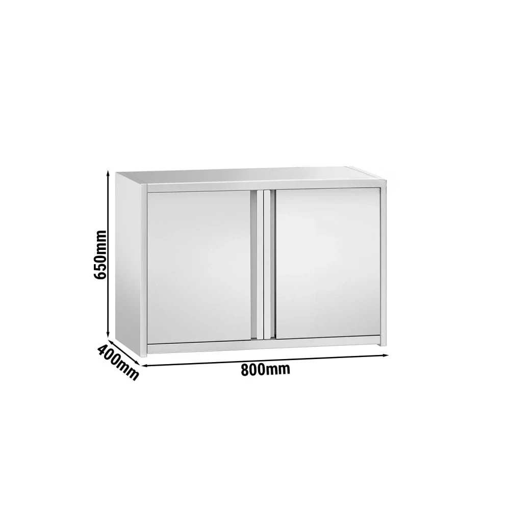 Nerezová nástěnná skříňka PREMIUM 0,8 m - s křídlovými dveřmi - výška 0,65 m