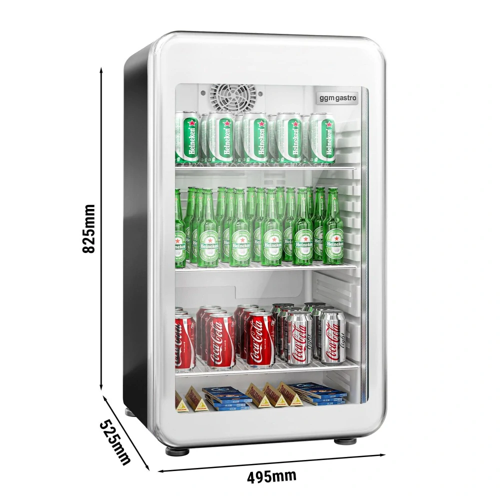 Mini barová lednice - 113L - s 1 skleněnými dveřmi - černá/ stříbrná