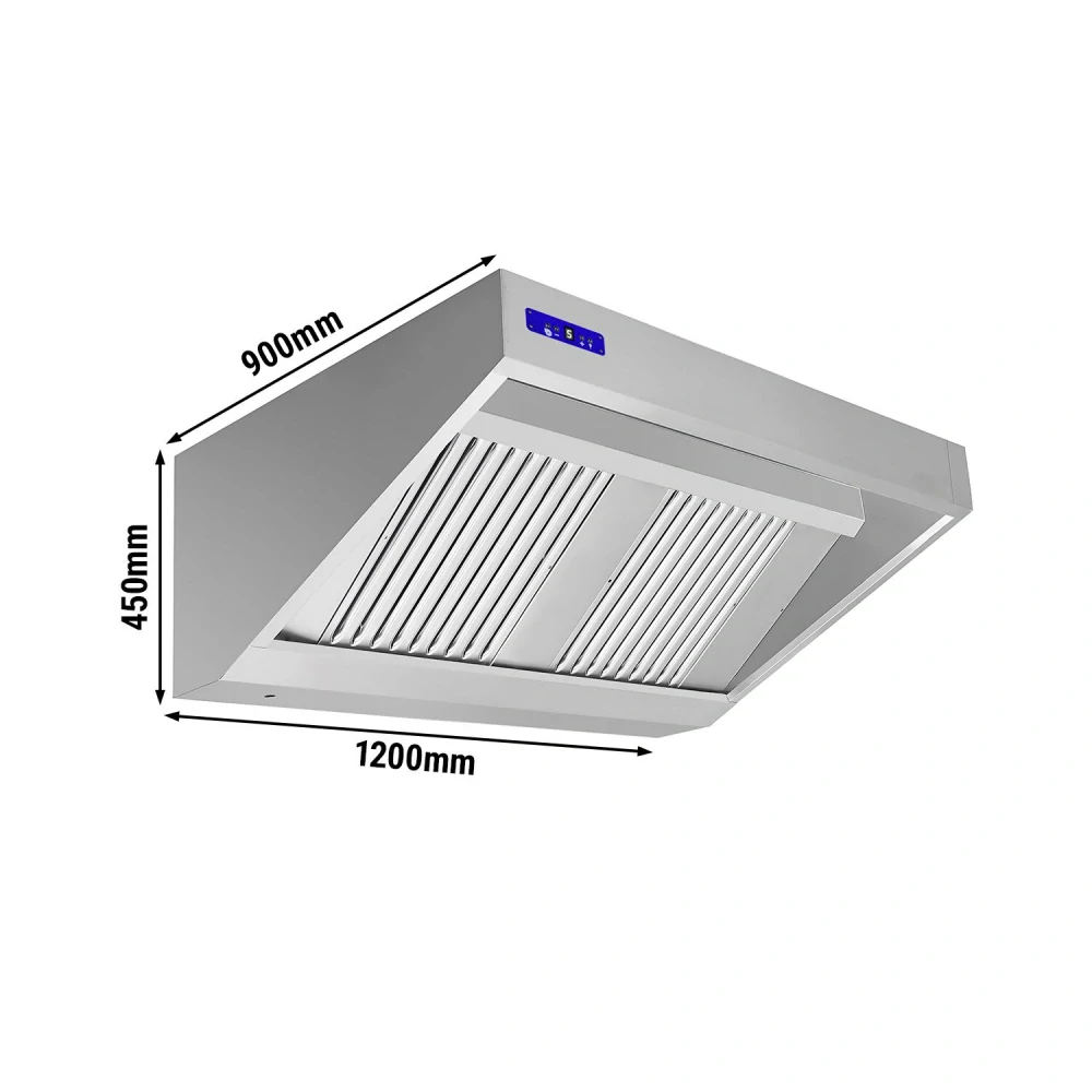 Nástěnná digestoř 1,2 m - s motorem, regulátorem, filtrem a svítidlem