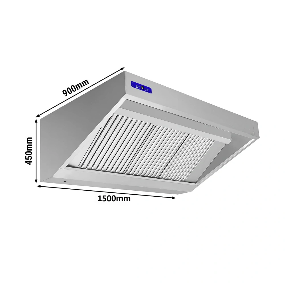 Nástěnná digestoř 1,5 m - s motorem, regulátorem, filtrem a svítidlem