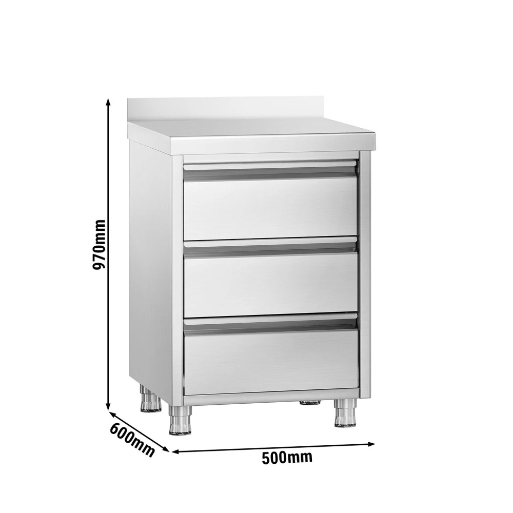 Zásuvková skříňka PREMIUM - 0,5 m - se 3 šuplíky a opěradlem