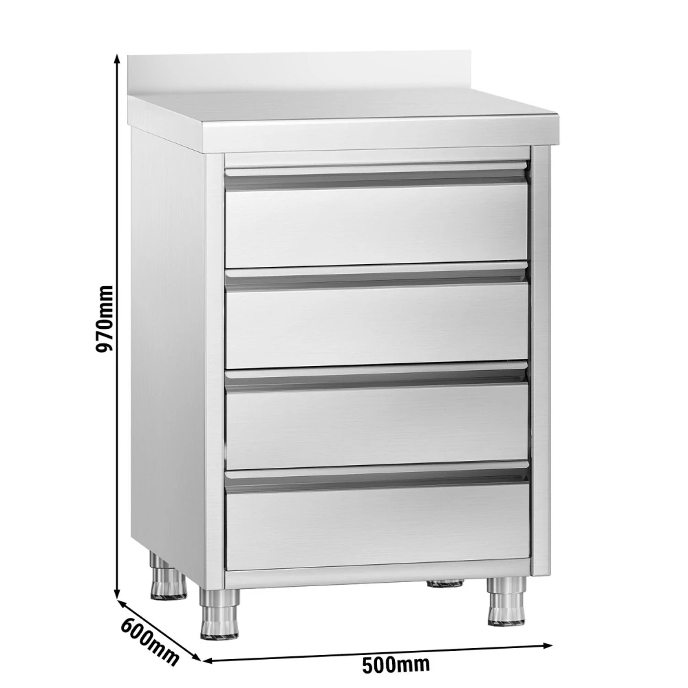 Zásuvková skříňka PREMIUM - 0,5 m - se 4 šuplíky & obkladovým panelem