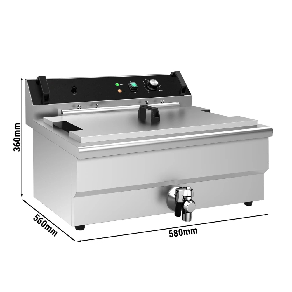 Fritéza - 30 L - 5 kW - s vypouštěcím kohoutkem