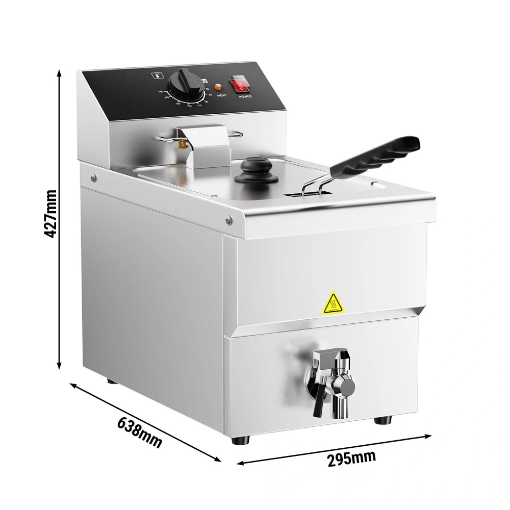 Elektrická fritéza - 300 mm - 8L - 3,25 kW - s vypouštěcím kohoutem
