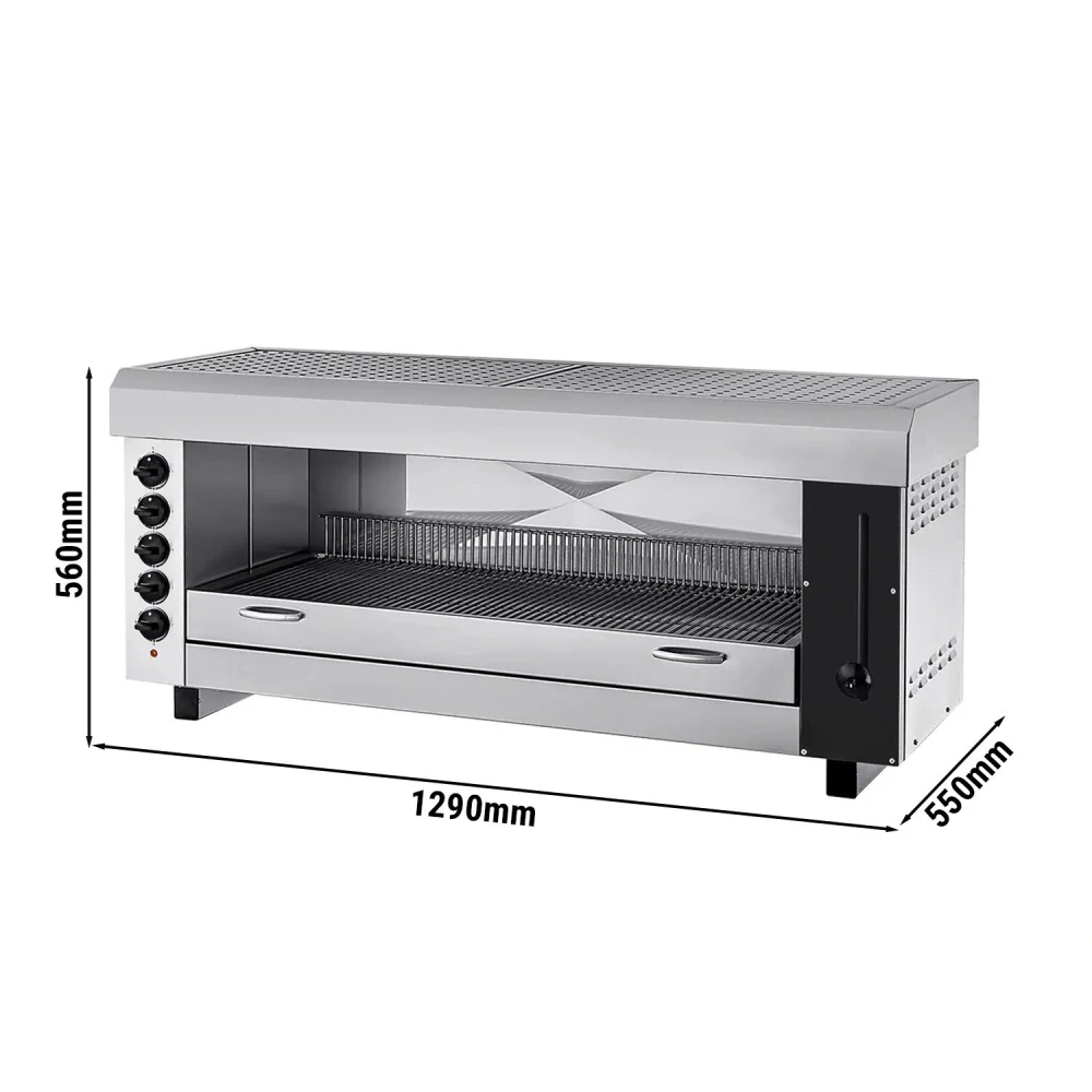 Pita trouba / Salamander PRO s 5 topnými tělesy - 1,29 m | Trouba na gratinování | Topinkovač | Pečicí gril | Elektrický | Gastro