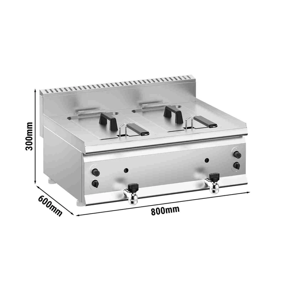 Plynová dvojitá fritéza - 8+8 litrů - 12 kW - s vypouštěcím kohoutem