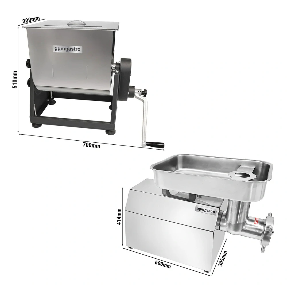Elekrický mixér na maso - 22 - 28L - 25kg - 1,2kW - vč. mlýnku - 450-480kg/h
