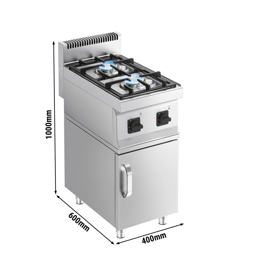 Plynový sporák - 2 hořáky (7 KW) s pilotním plamenem - vč. spodního dílu s 1 dveřmi