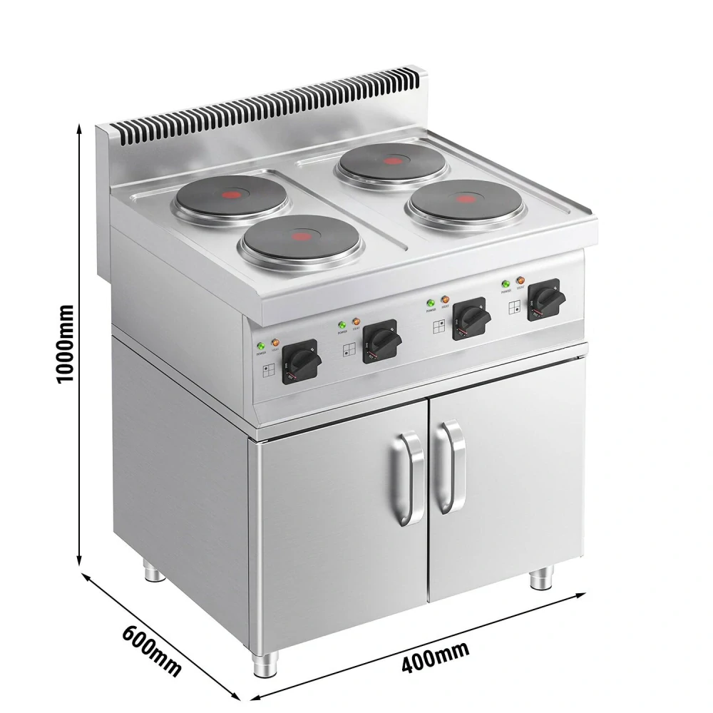 Elektrický sporák - 4x kulaté plotýnky (8 KW) - vč. spodního dílu se 2 dveřmi