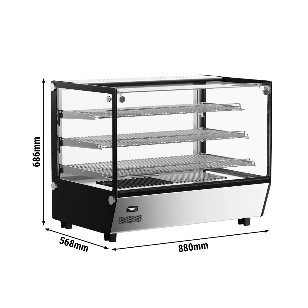 Komerční vyhřívaná vitrína – 880 mm – 1,5 kW – se 3 policemi