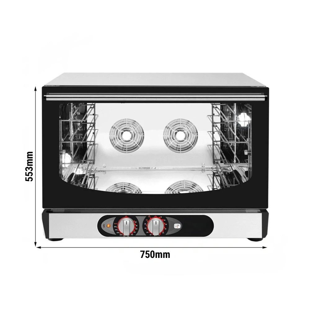 Elektrická Pekárenská horkovzdušná trouba - s přivlhčováním - Manuální - 4x GN 1/1 nebo EN 60x40 - s vstřikem vody