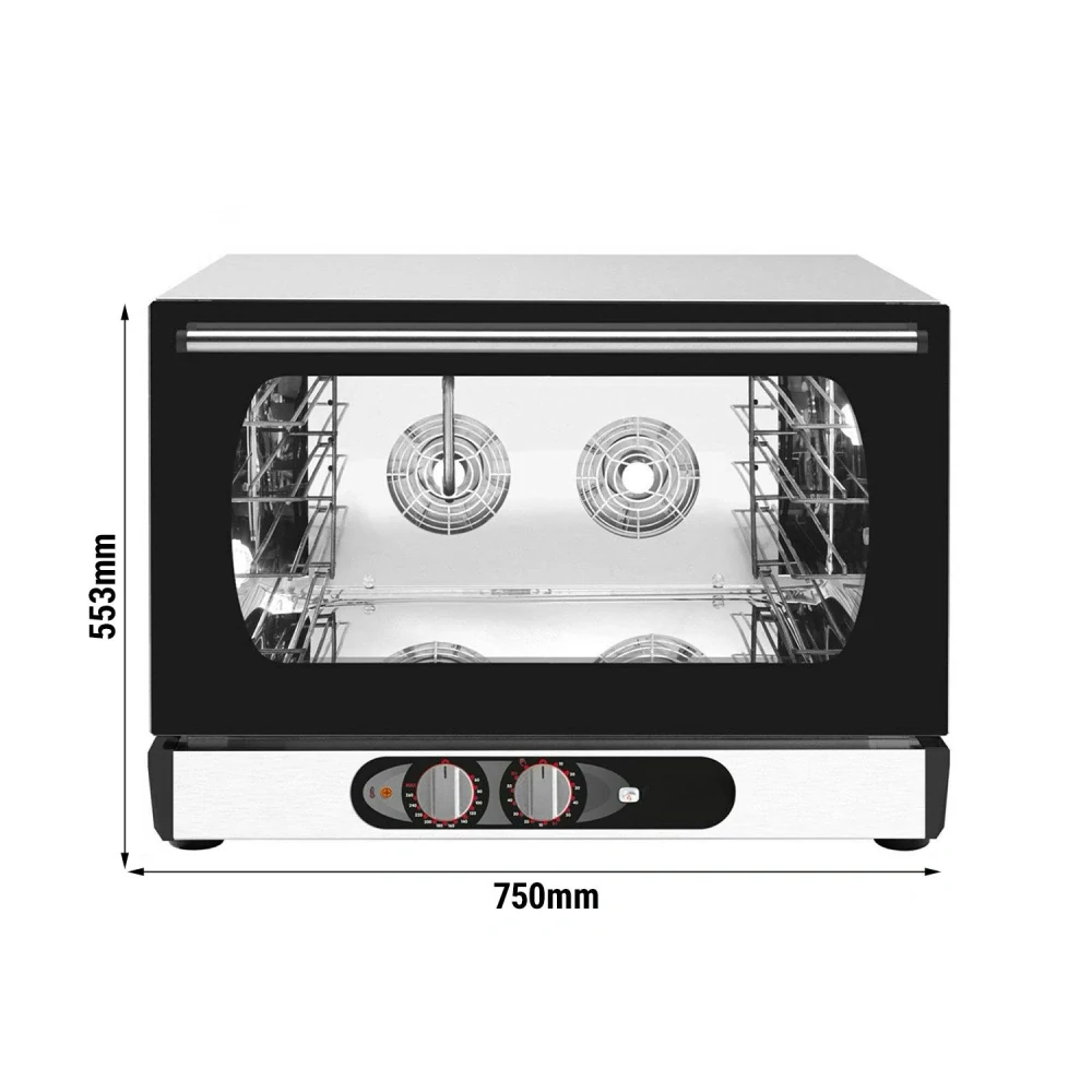 Elektrická Pekárenská horkovzdušná trouba s funkcí páry - Manuální - 4x GN 1/1 nebo EN 60x40 - s přivlhčováním