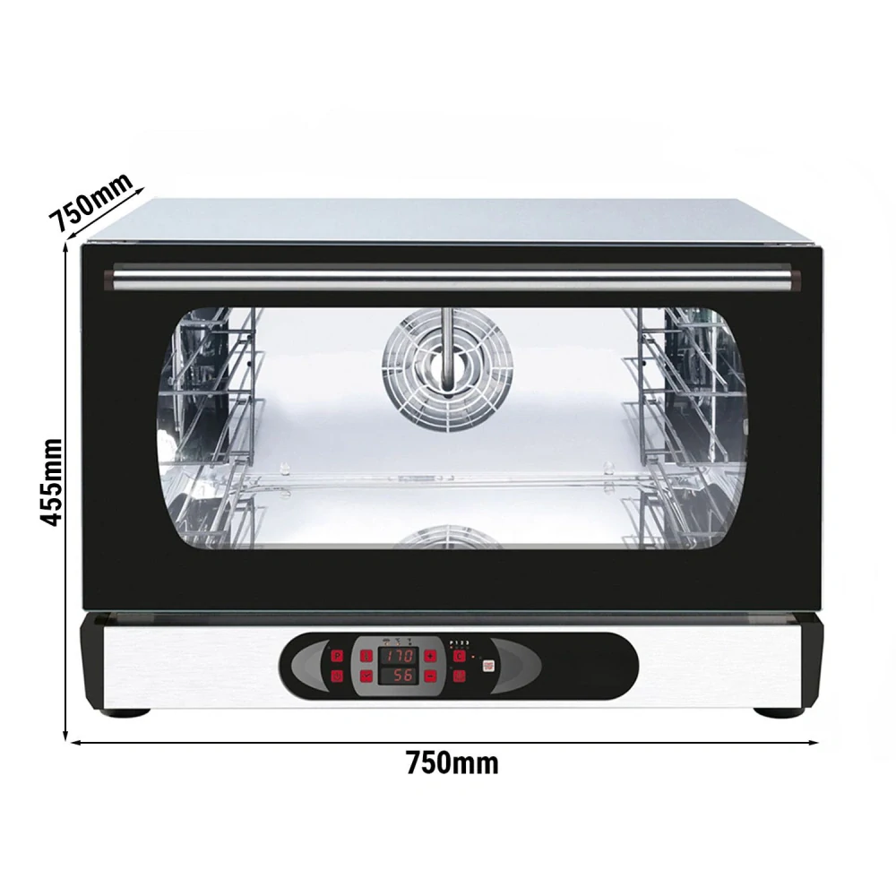 Elektrická Pekárenská horkovzdušná trouba s funkcí páry - Digitální - 3x GN 1/1 nebo EN 60x40