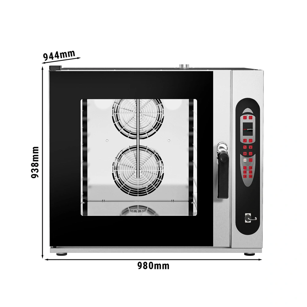 Elektrický kombinovaný konvektomat - digitální - 2,4″ LCD displej - 6x GN 2/1 nebo 12x GN 1/1 - vč. Mycí systém & teplotní sonda