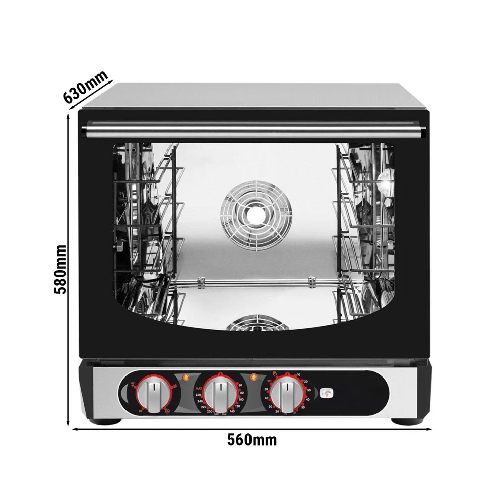 Elektrická Pekárenská horkovzdušná trouba - Manuální - 4x EN 60x40 - vč. 4 plechy 450x340 mm - s přivlhčováním