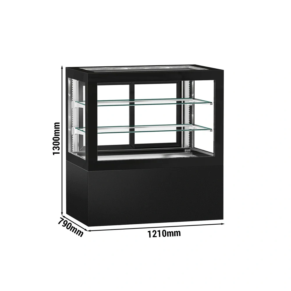 Cukrárenský pult Jakob - obslužná - 570 l - 1 210 mm - 1 posuvné skleněné dveře - s 2 policemi - černá