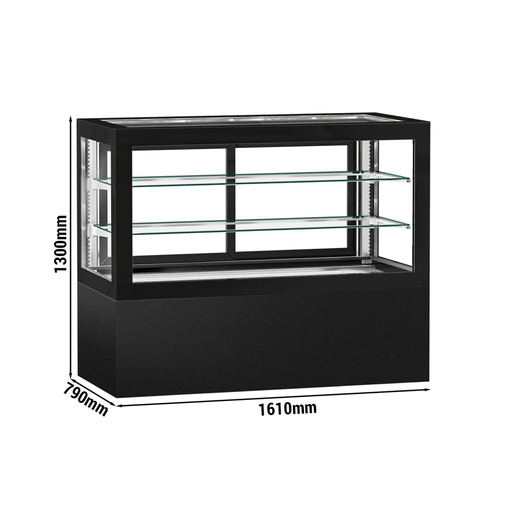 Cukrárenský pult Jakob - obslužná - 780 l - 1 610 mm - 1 posuvné skleněné dveře - s 2 policemi - černá