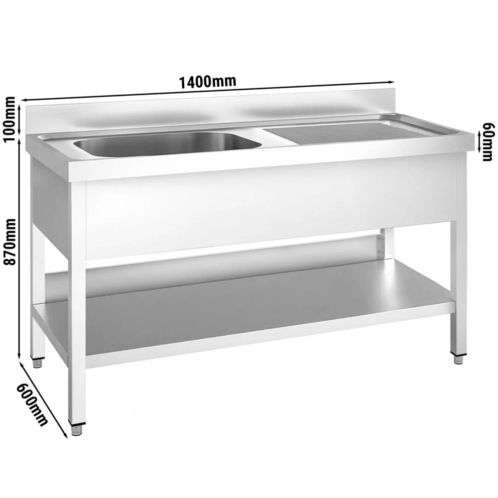 Dřezová skříňka PREMIUM - 1400x600 mm - se spodem - 1 dřez vlevo