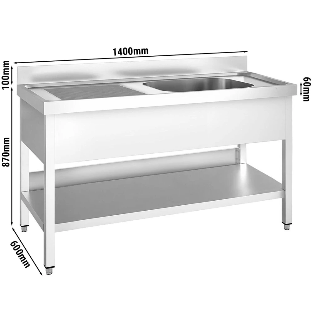 Dřezová skříňka PREMIUM - 1400x600 mm - se spodem - 1 dřez vpravo