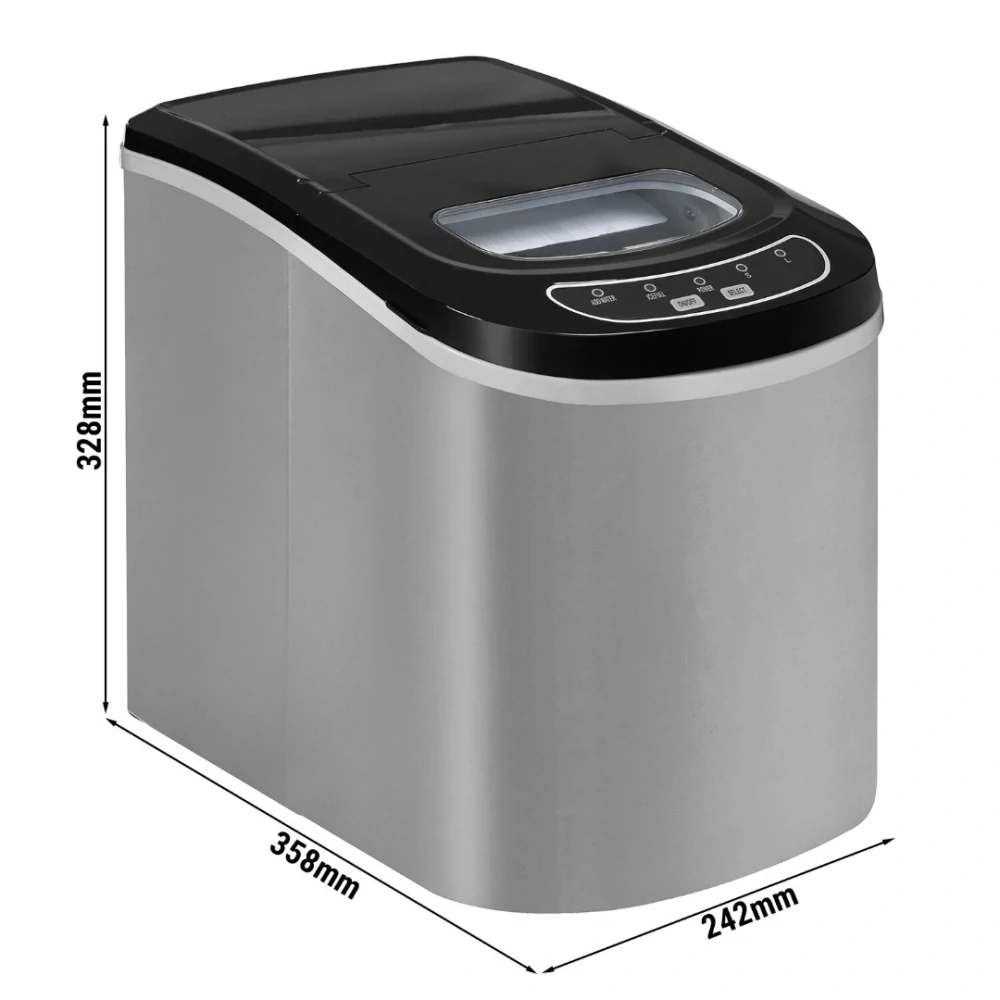 Výrobník kostek ledu - Dutý válec - 12 kg/24h - Stříbro