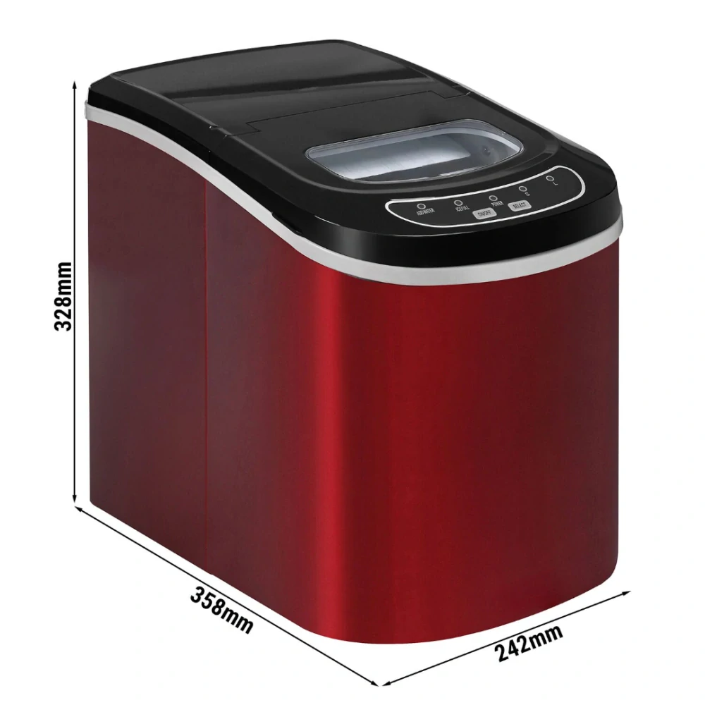 Výrobník kostek ledu - Dutý válec - 12 kg/24h - Červený
