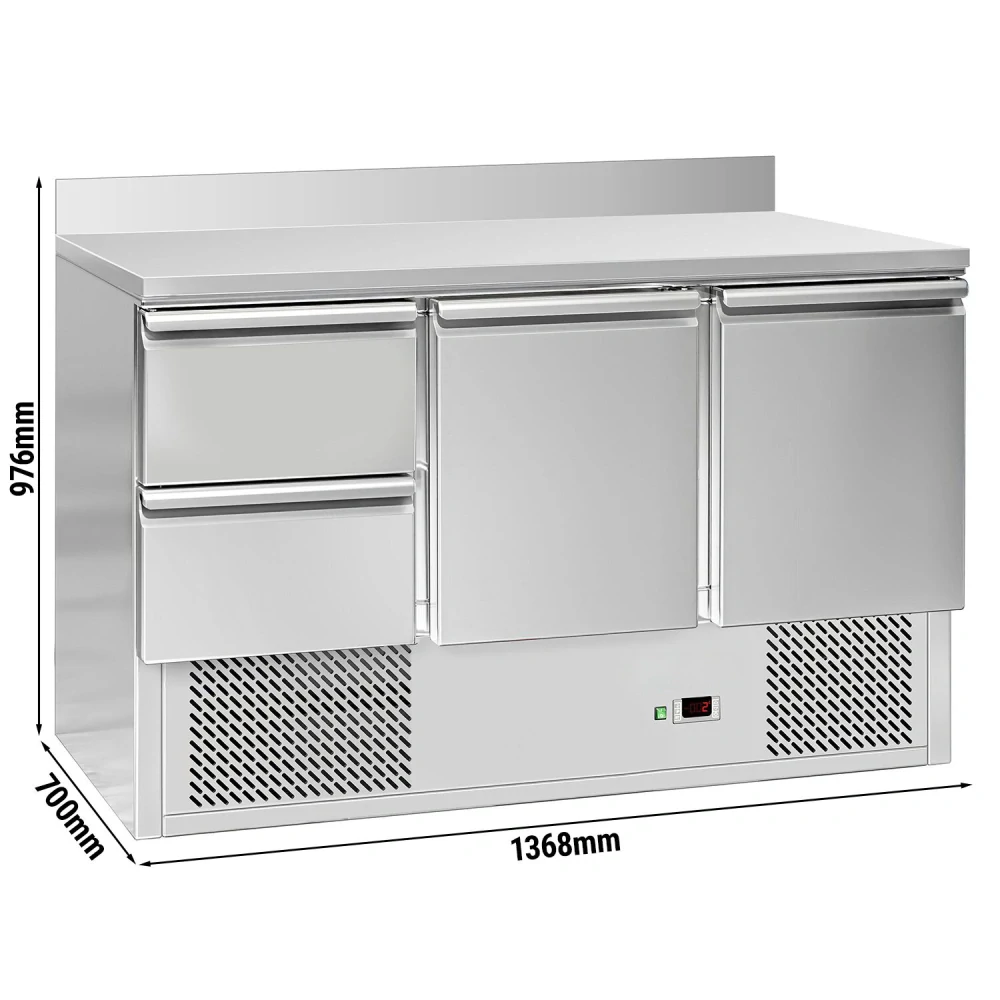 Chladicí stůl ECO - 1370x700 mm - Se 2 dveřmi - zadní lištou