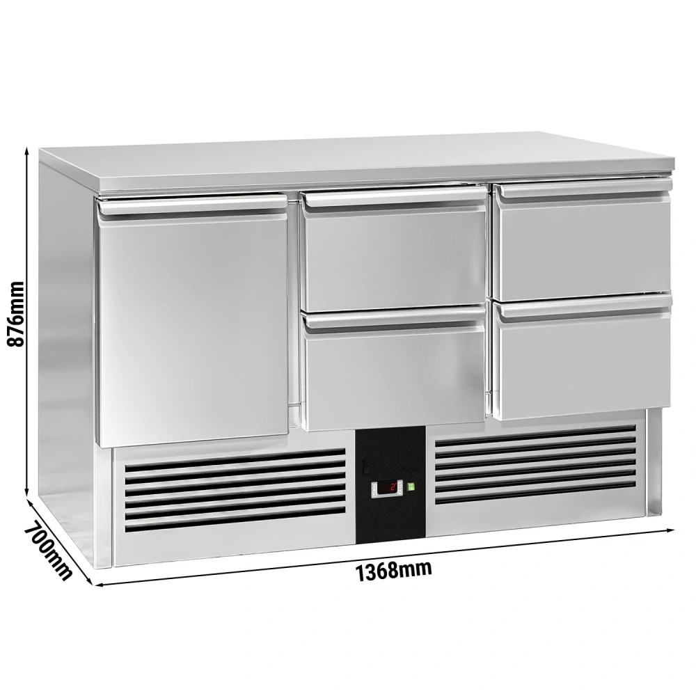 Chladicí stůl PREMIUM - 1370x700 mm - 1 dveře - 4 zásuvky