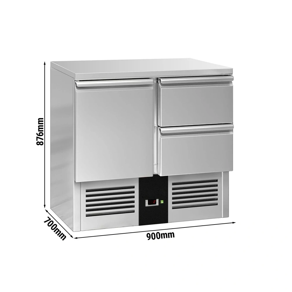 Chladicí stůl PREMIUM - 900x700 mm - 1 dveře - 2 zásuvky
