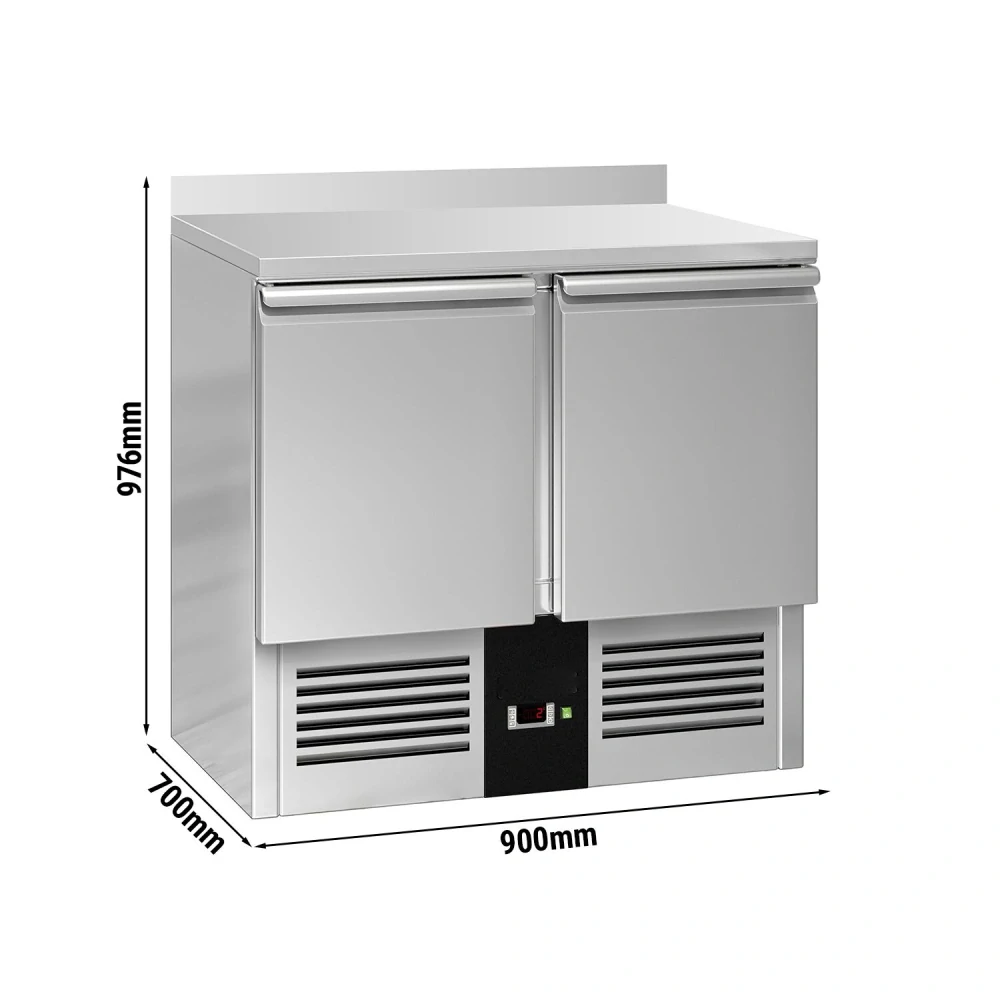 Chladicí stůl PREMIUM - 900x700 mm - se 2 dveřmi - zadní lištou