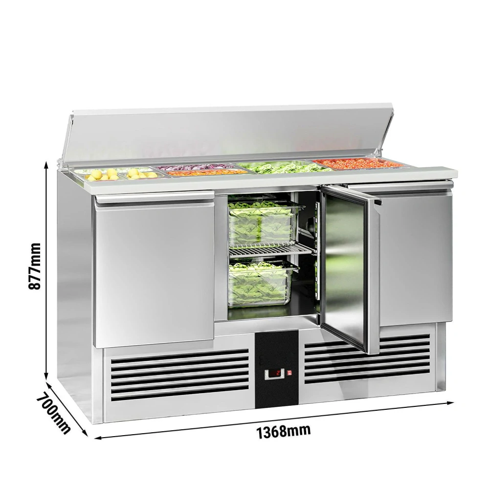 Saladeta PREMIUM - 1368 mm - 3 dveře - s nerezovým krytem pro 4x GN 1/1