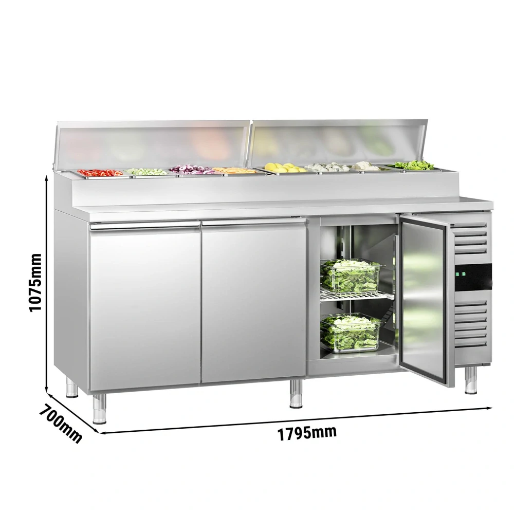 Přípravný chladicí stůl PREMIUM - 1795 mm - 3 dveře - pro 8× GN 1/3