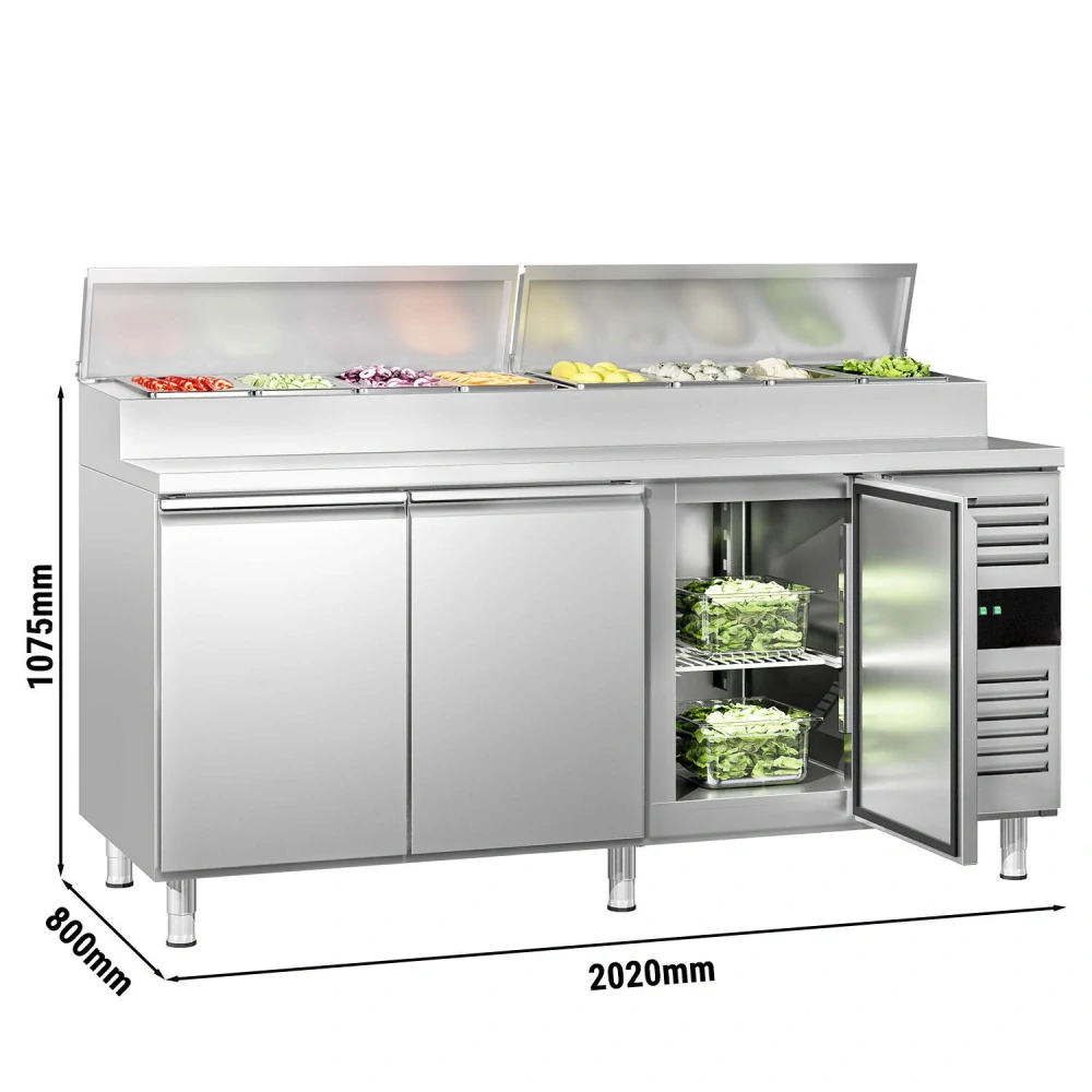 ** Obrázek se může mírně lišit od originálu. Přípravný chladicí stůl PREMIUM - 2020 mm - 3 dveře - pro 10× GN 1/3