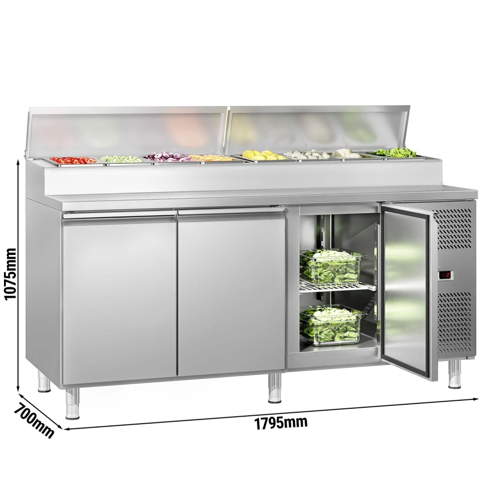 Přípravný stůl ECO - 1795 mm - 3 dveře - pro 8× GN 1/3