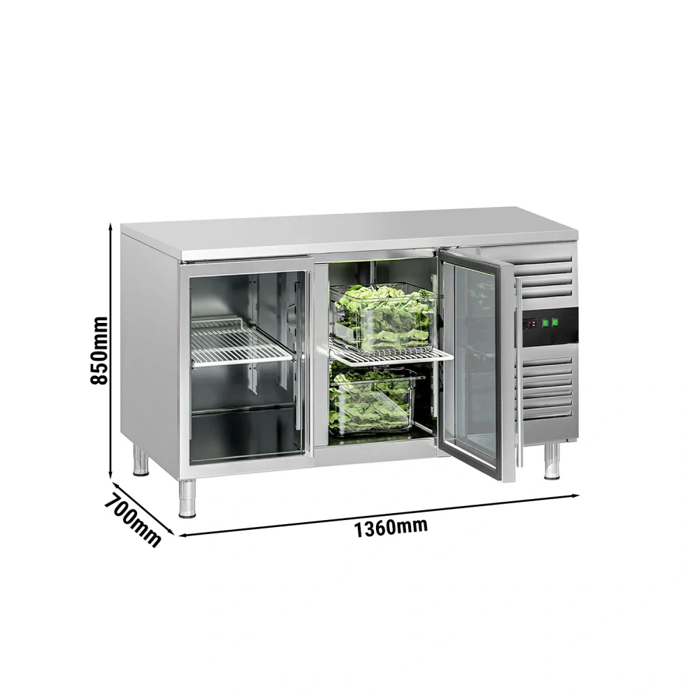 Chladicí stůl ECO - 1360x700 mm - se 2 skleněnými dveřmi