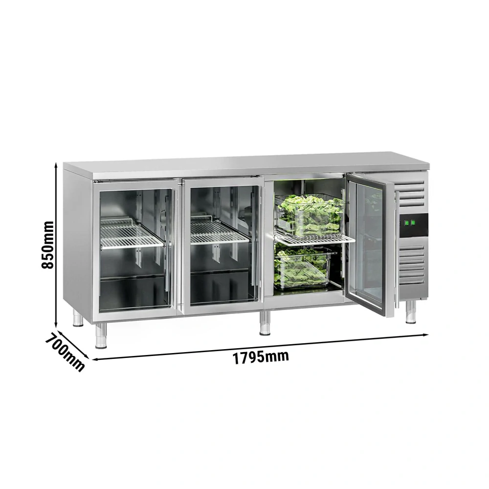 Chladicí stůl ECO - 1800x700 mm - Se 3 skleněnými dveřmi