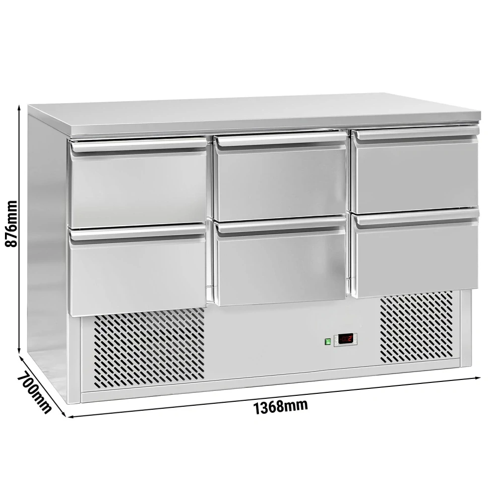 Chladicí stůl PREMIUM - 1365x700 mm - 6 zásuvek