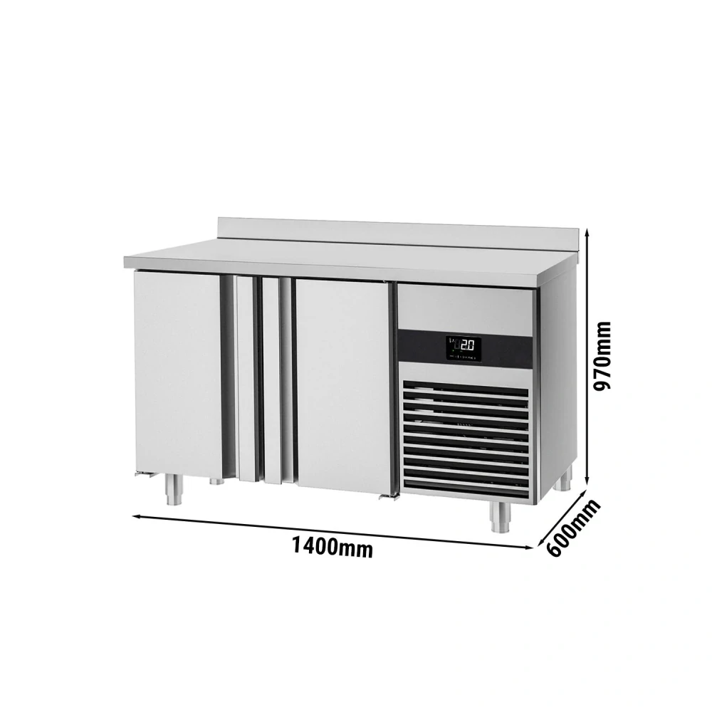 Chladicí stůl PREMIUM - 1400x600 mm - Se 2 dveřmi - Se zadní lištou