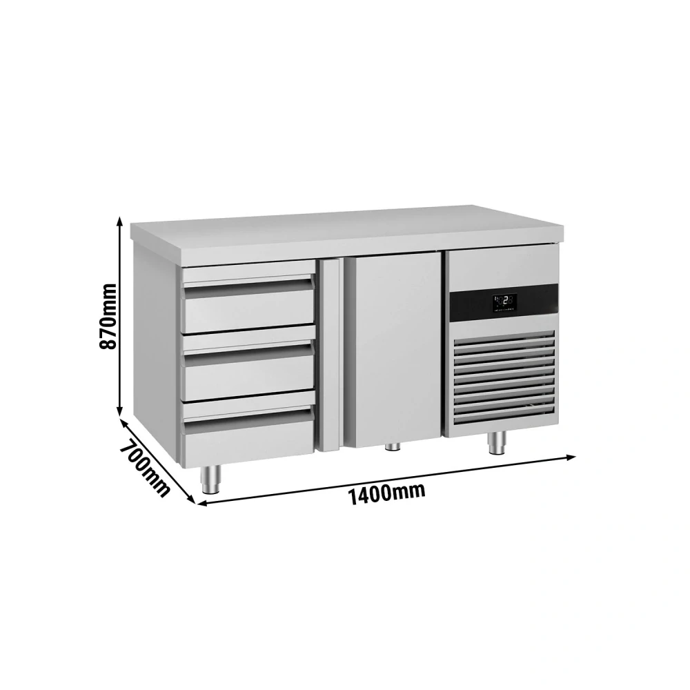 Chladicí stůl PREMIUM - 1400x700 mm - 1 dveře - 3 zásuvky