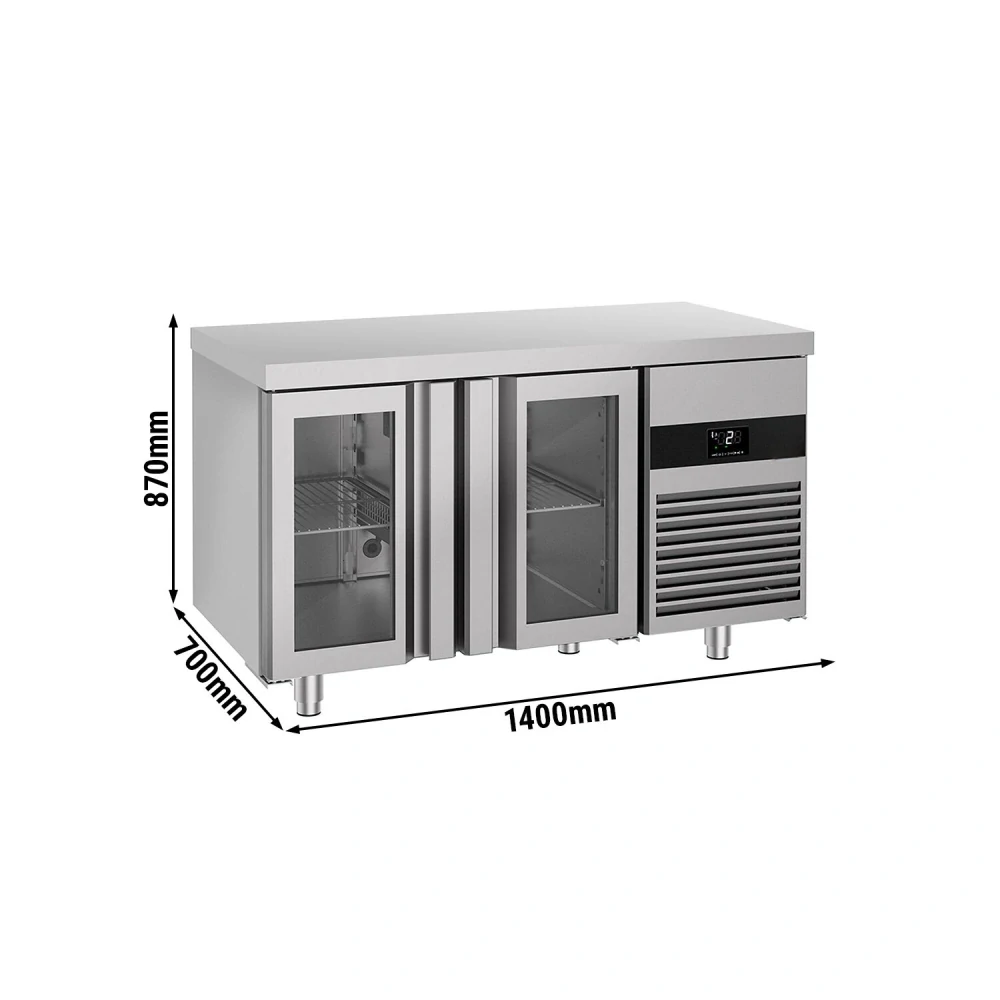 Chladicí stůl PREMIUM - 1400x700 mm - 2 skleněné dveře