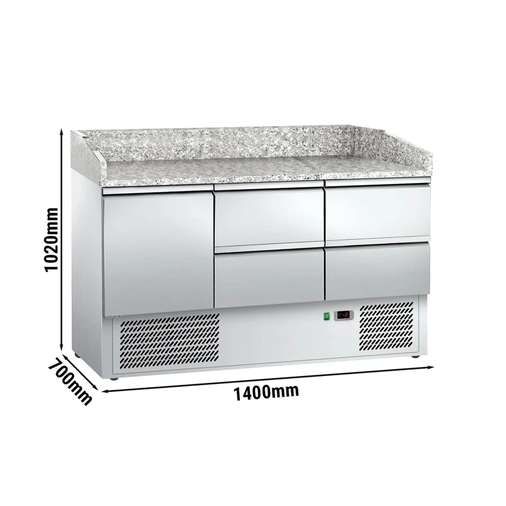 Chladicí stůl na pizzu ECO - 1400x700 mm - se 1 dveřmi a 4 zásuvkami
