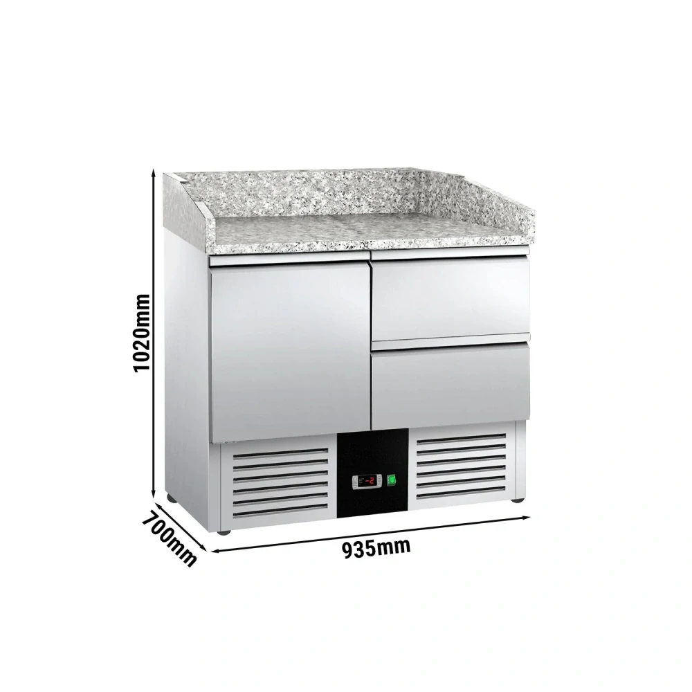 Chladicí stůl na pizzu PREMIUM - 935x700 mm - se 1 dveřmi a 2 zásuvkami