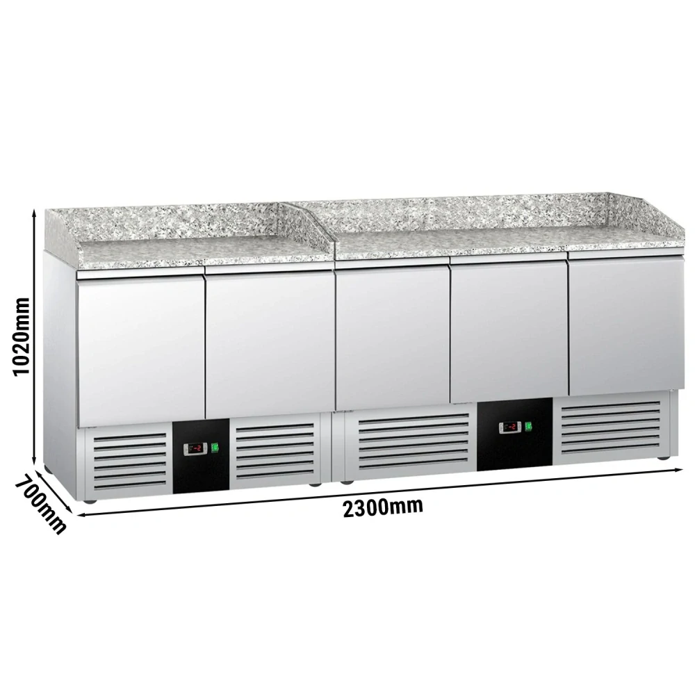 Chladicí stůl na pizzu PREMIUM - 2300x700 mm - se 5 dveřmi