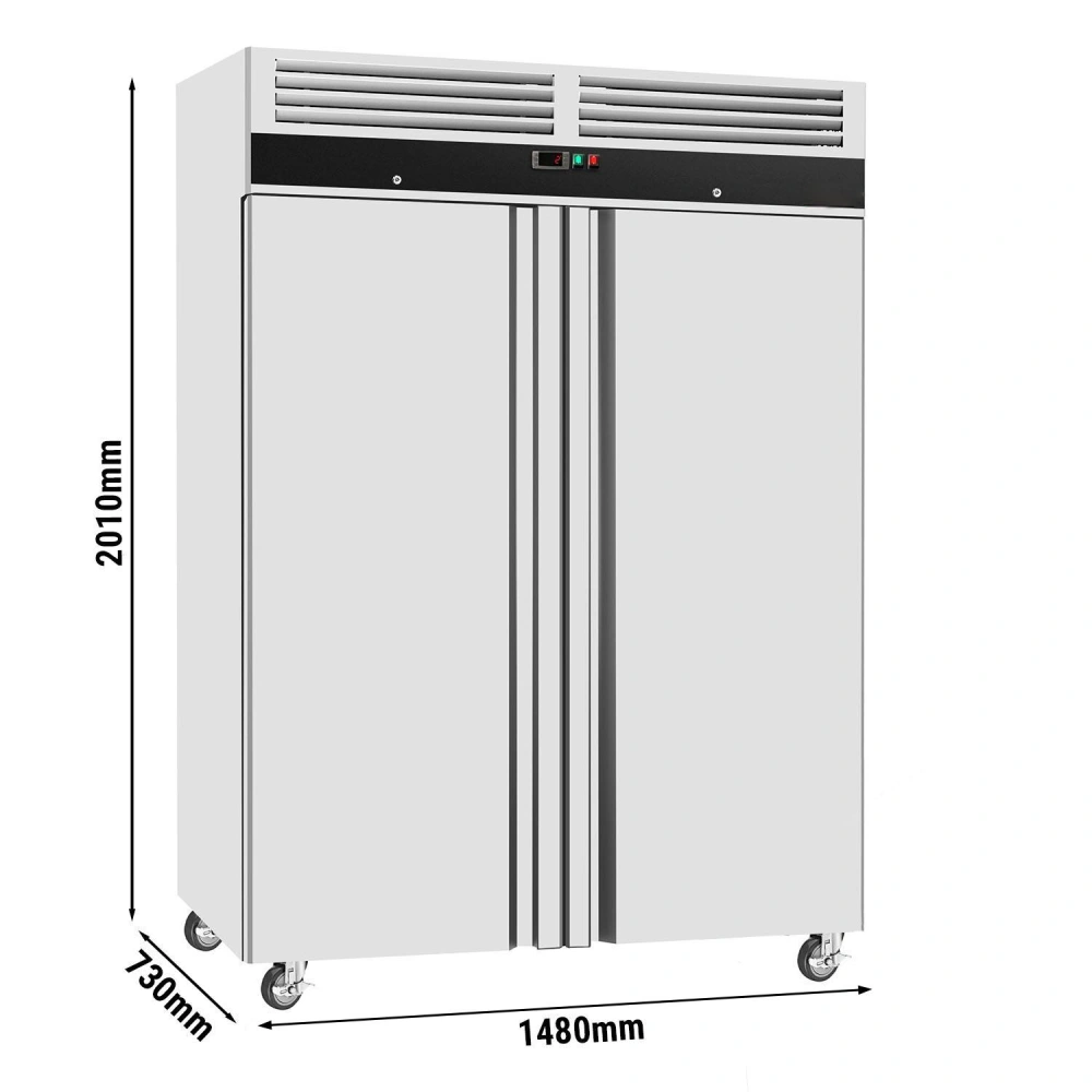 Nerezová skladovací lednice ECO - 1200 L - s 2 dveřmi