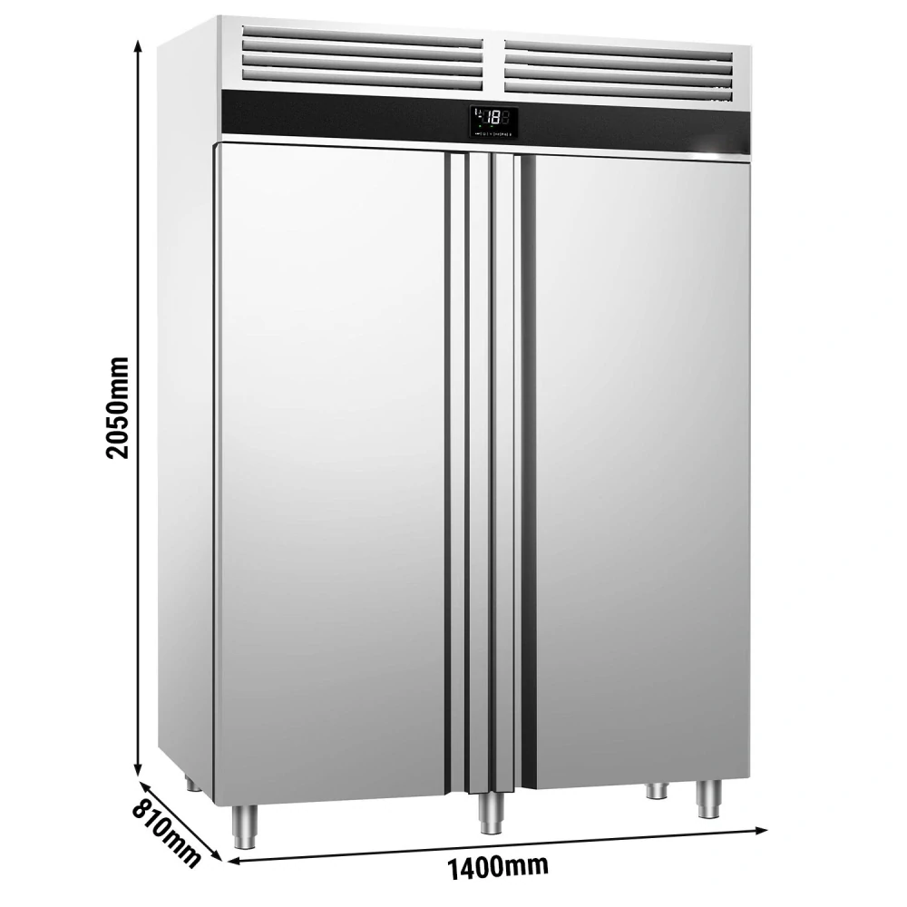 Nerezová mrazicí skříň PREMIUM - GN 2/1 - 1400 L - se 2 dveřmi