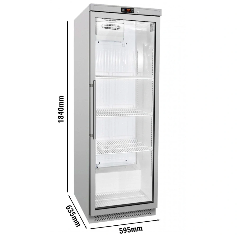 Nerezová skladovací lednice ECO - 400 L - s 1 skleněnými dveřmi