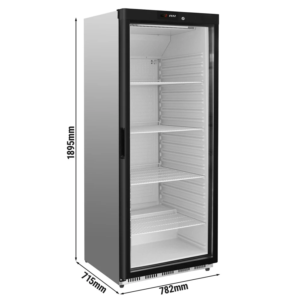 Nerezová skladovací lednice PREMIUM - 600 L - s 1 prosklenými dveřmi