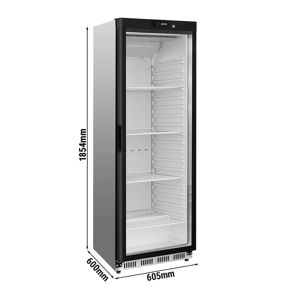 Nerezová skladovací lednice PREMIUM - 400 L - s 1 skleněnými dveřmi - statické chlazení